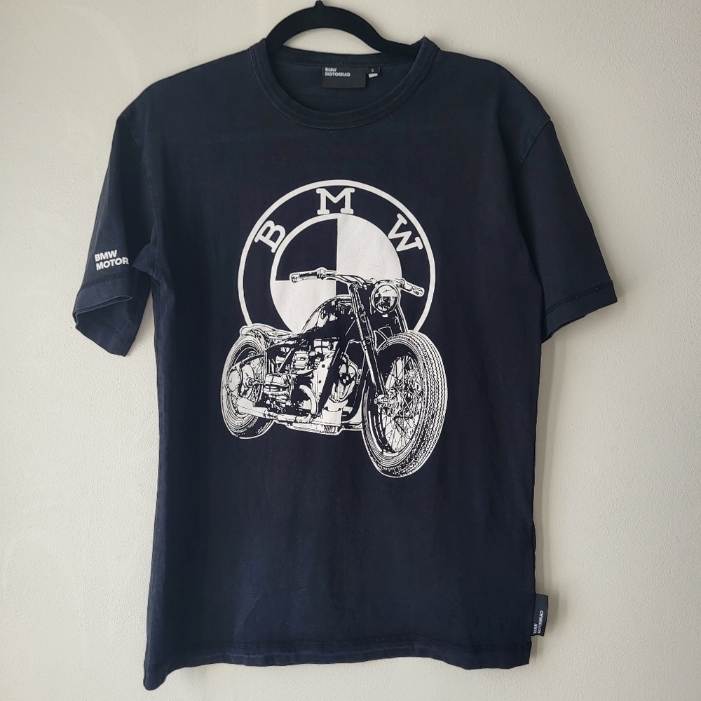BMW Black and White Motorcycle Moto Biker Graphic Tee